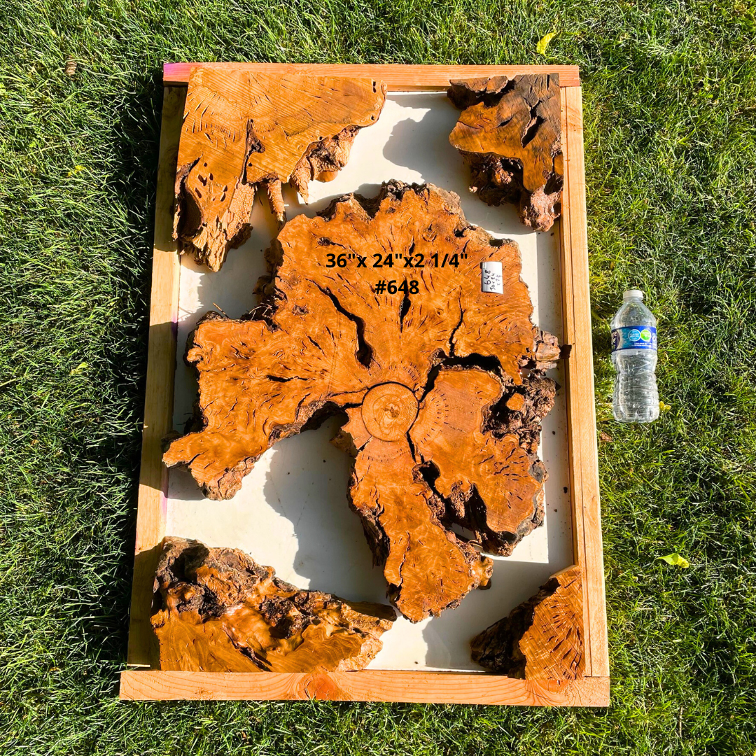Olive Wood Pre-Cut Burl Pieces for Resin Live Edge Table 24”x36”