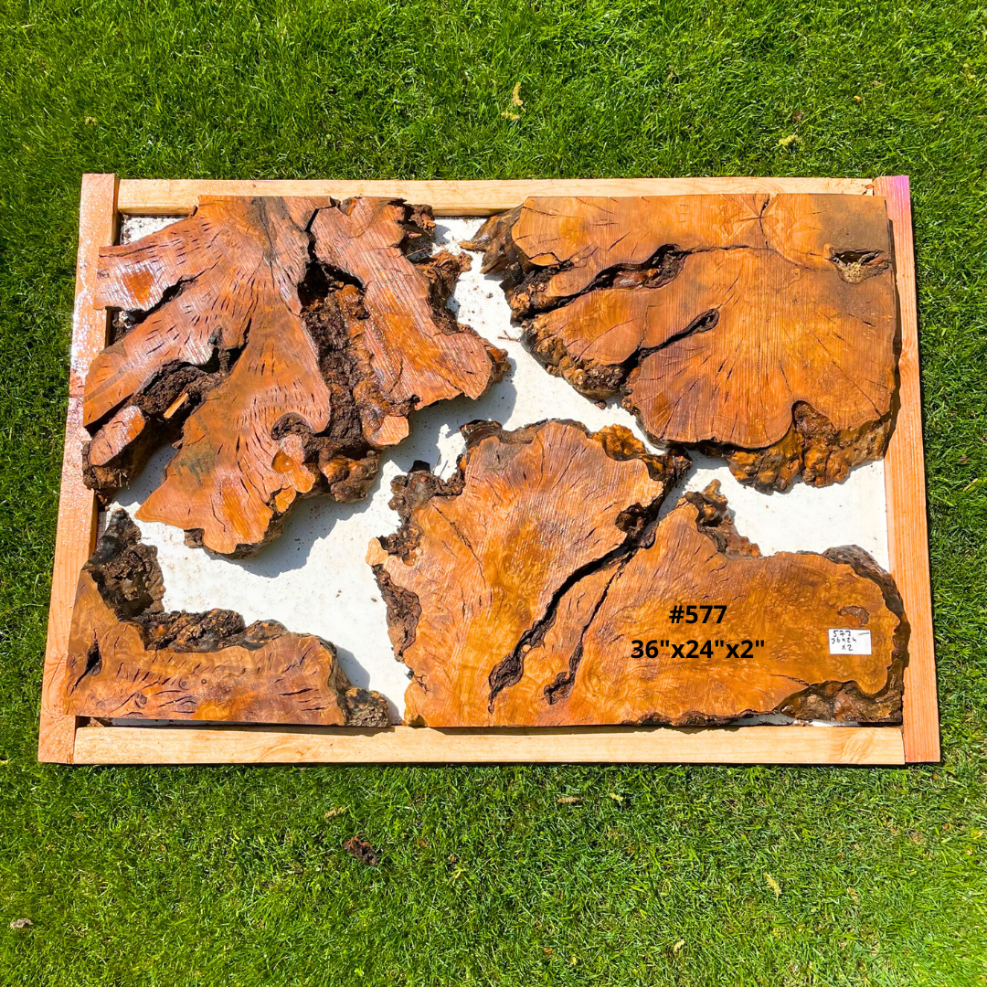 Olive Wood Pre-Cut Burl Pieces for Resin Live Edge Table 24”x36”