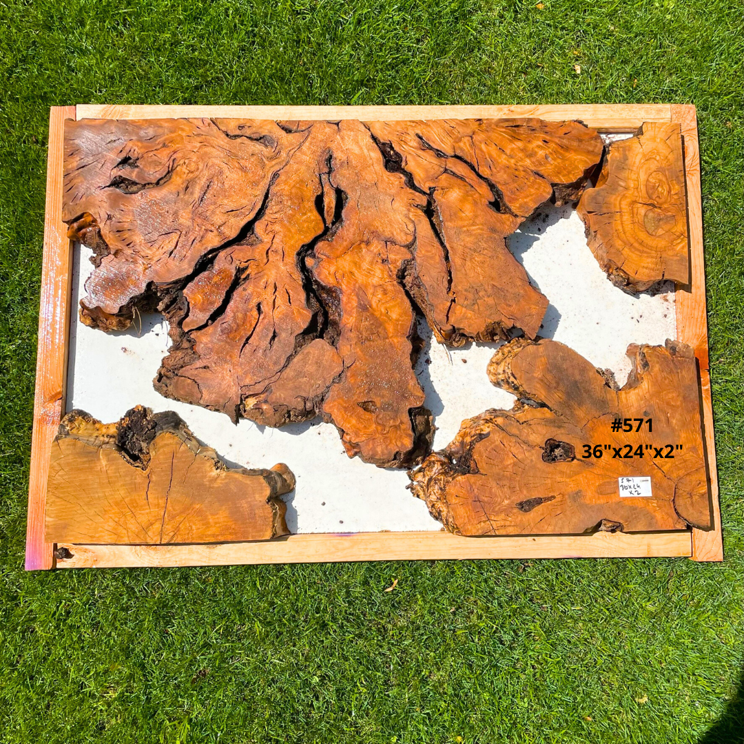 Olive Wood Pre-Cut Burl Pieces for Resin Live Edge Table 24”x36”