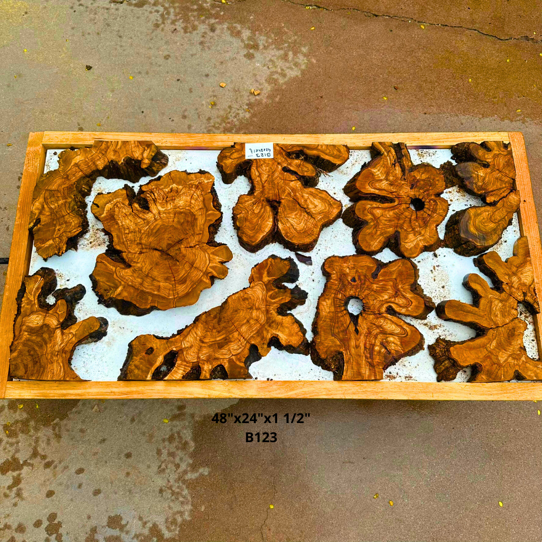 Olive Wood Pieces for Live Edge Table 48"x24"x1 1/2" B123