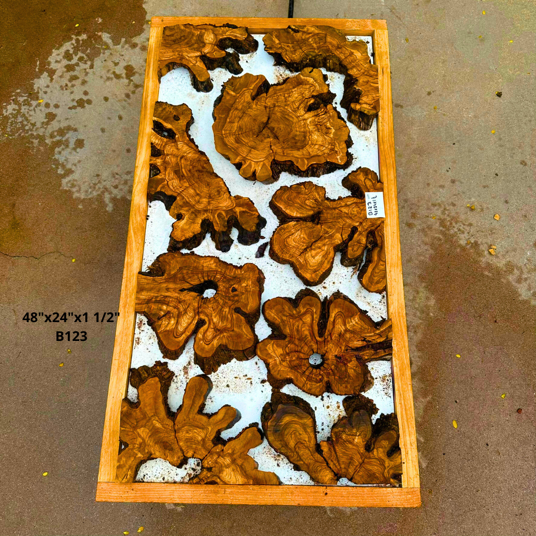 Olive Wood Pieces for Live Edge Table 48"x24"x1 1/2" B123