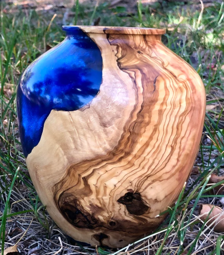 Olive Wood Resin Vase