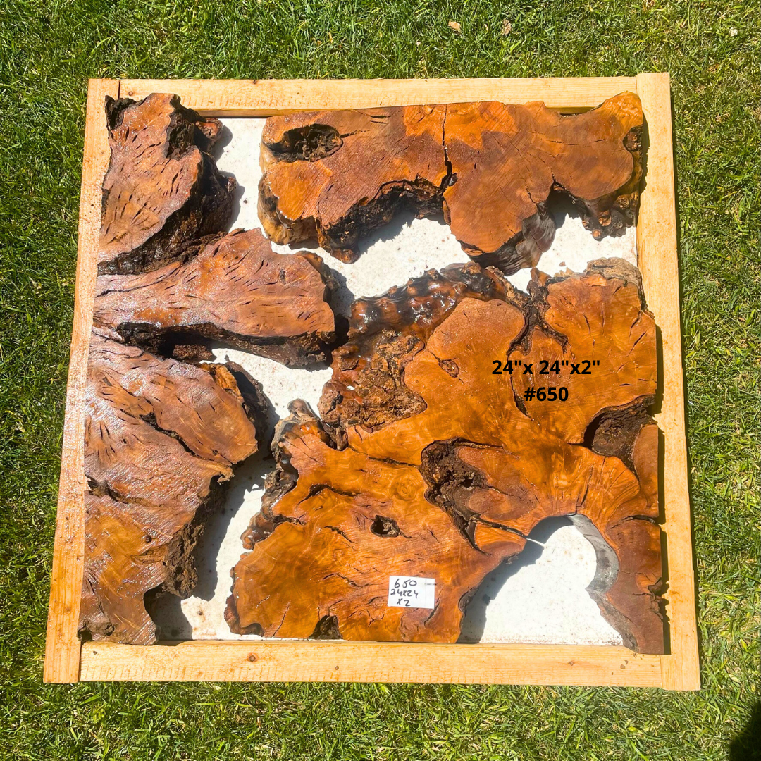 Olive Wood Pre-Cut Pieces for Resin Live Edge Table 24”x24”