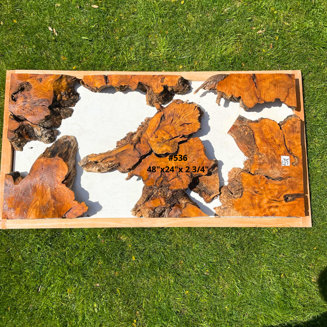 Olive Wood Pre-Cut Burl  Pieces for Resin Live Edge River Table 24”x48”