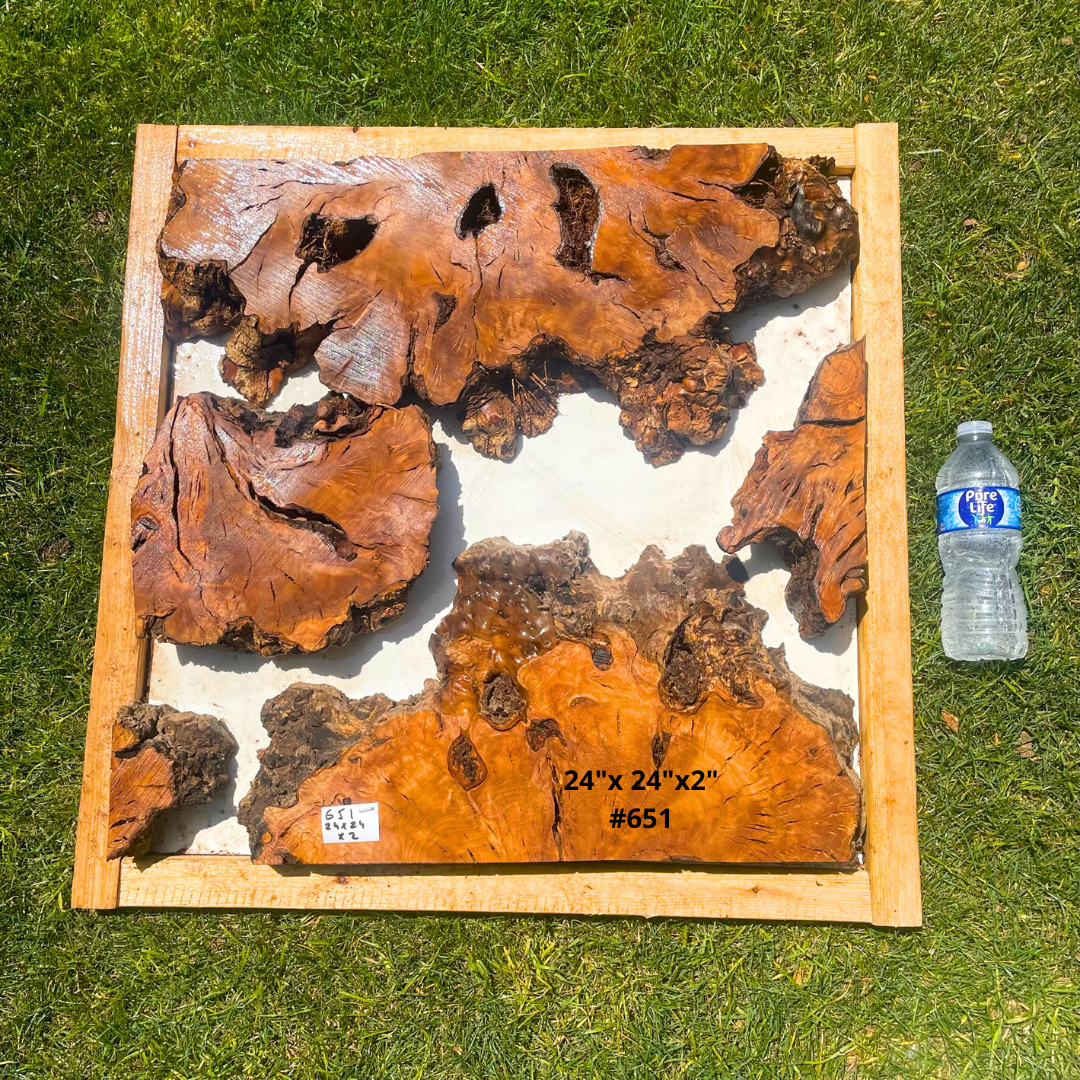 Olive Wood Pre-Cut Pieces for Resin Live Edge Table 24”x24”