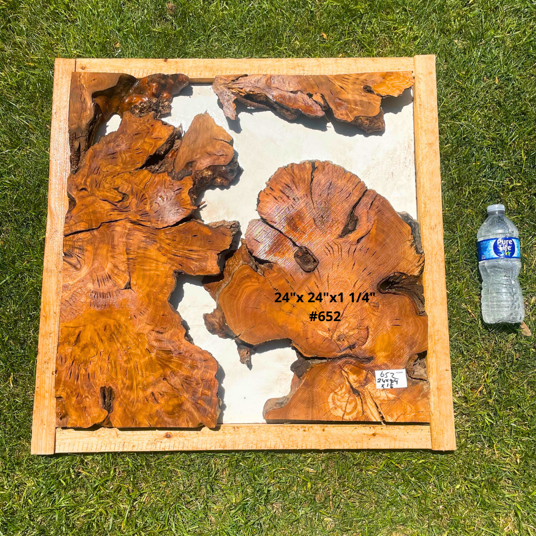 Olive Wood Pre-Cut Pieces for Resin Live Edge Table 24”x24”