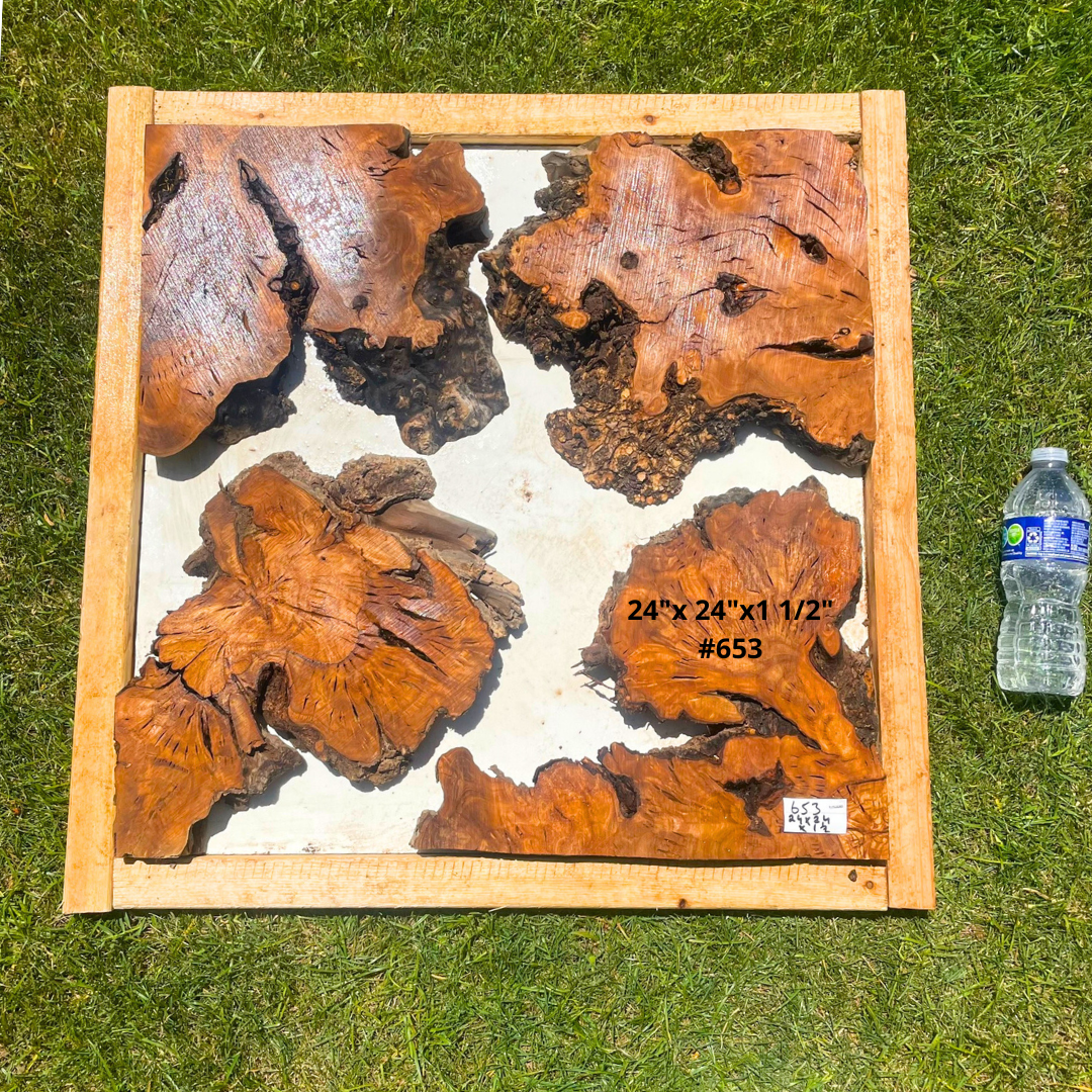 Olive Wood Pre-Cut Pieces for Resin Live Edge Table 24”x24”