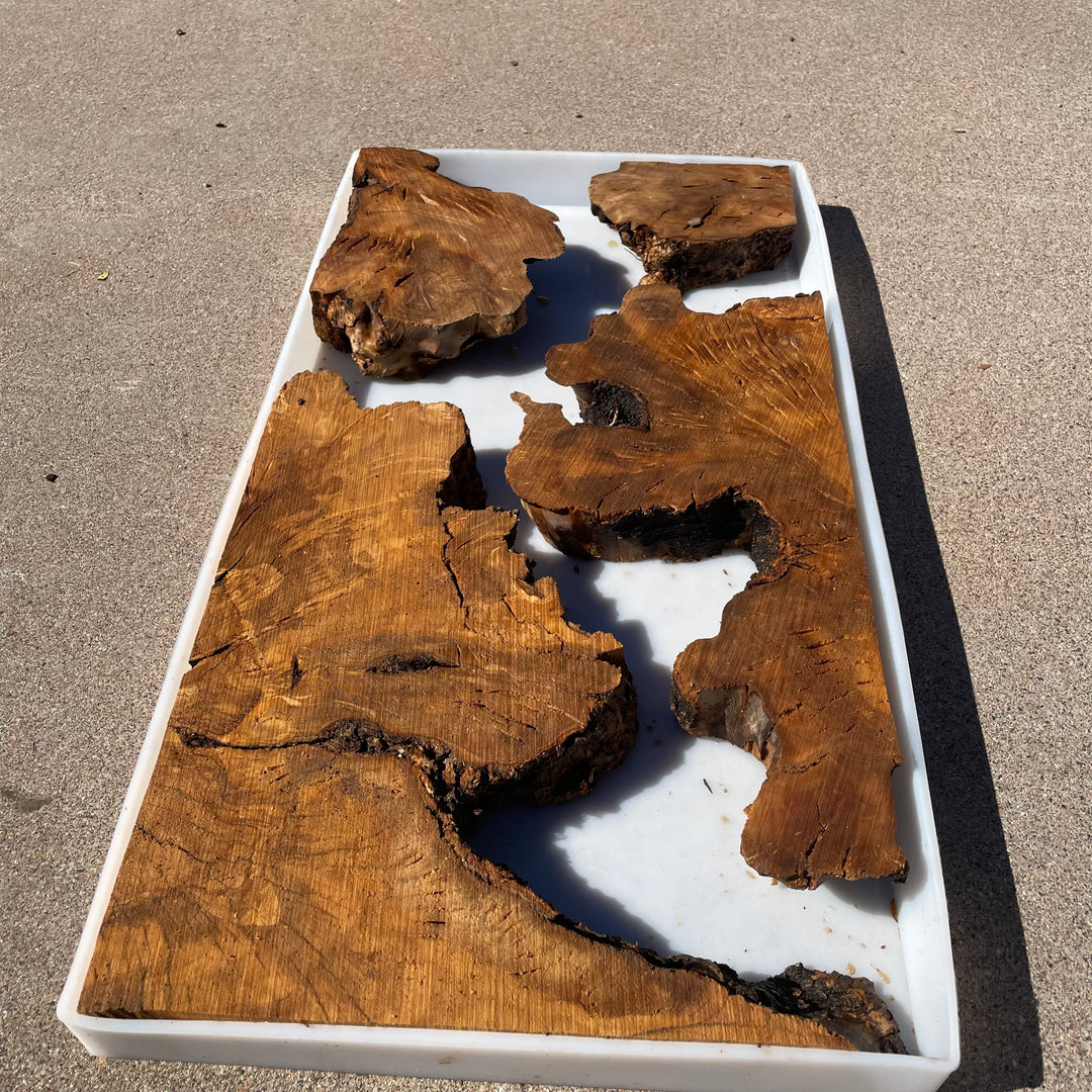 Rectangular Olive Wood Kits with Mold for Live Edge Resin Projects