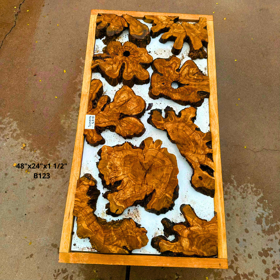 Olive Wood Pieces for Live Edge Table 48"x24"x1 1/2" B123