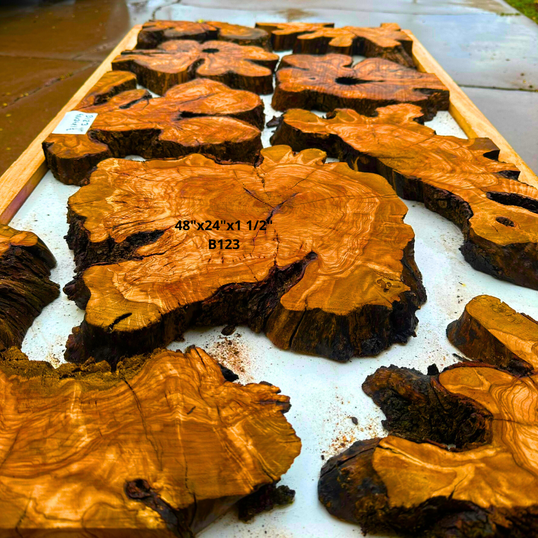 Olive Wood Pieces for Live Edge Table 48"x24"x1 1/2" B123