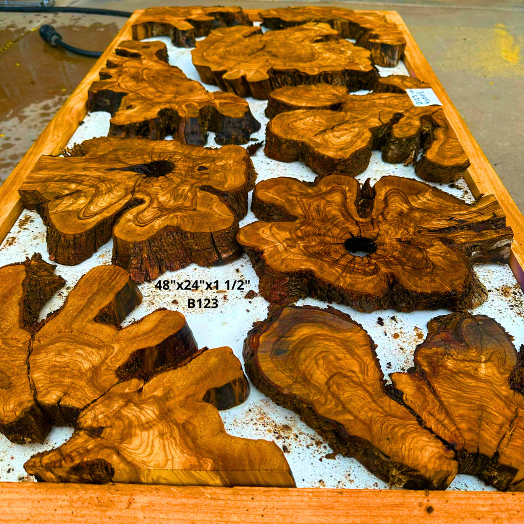 Olive Wood Pieces for Live Edge Table 48"x24"x1 1/2" B123