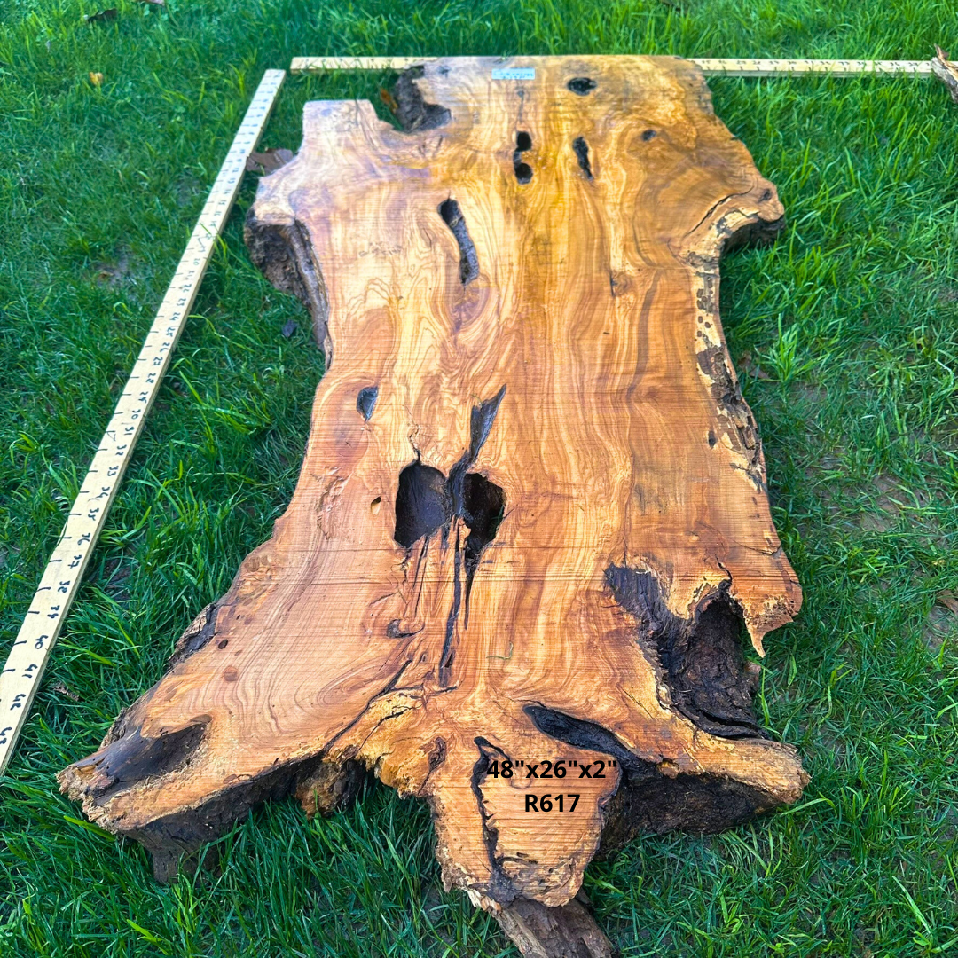 Olive Wood Live Edge Slab 48"x26"x2" R617