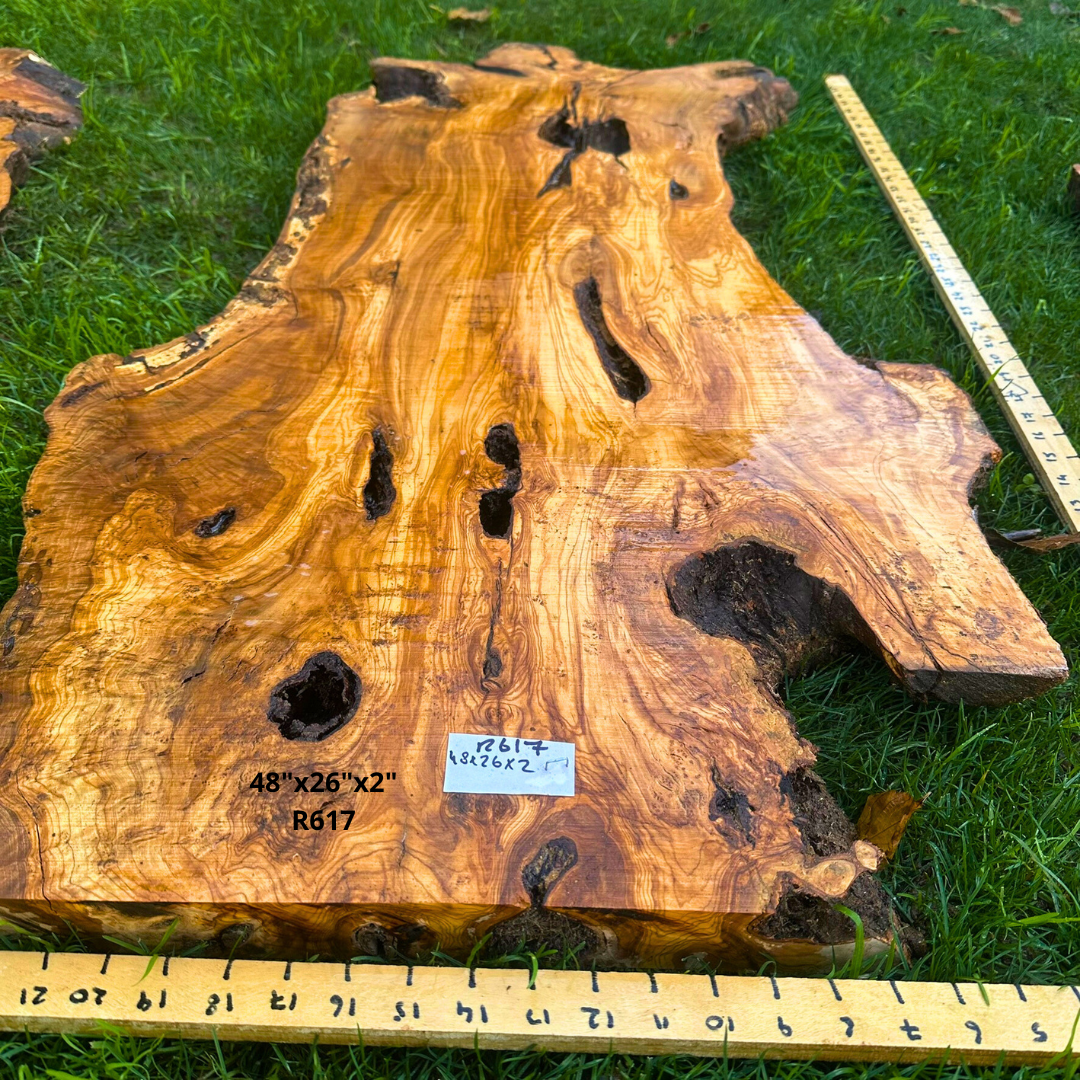 Olive Wood Live Edge Slab 48"x26"x2" R617