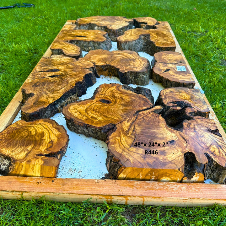 Olive Wood Burl Pieces for Resin Table 48"x 24"x 2" R446
