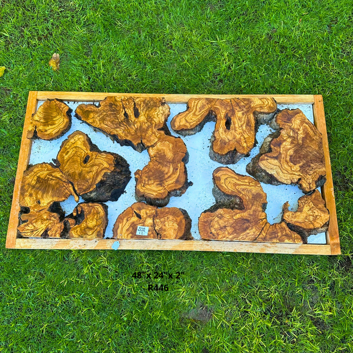 Olive Wood Burl Pieces for Resin Table 48"x 24"x 2" R446