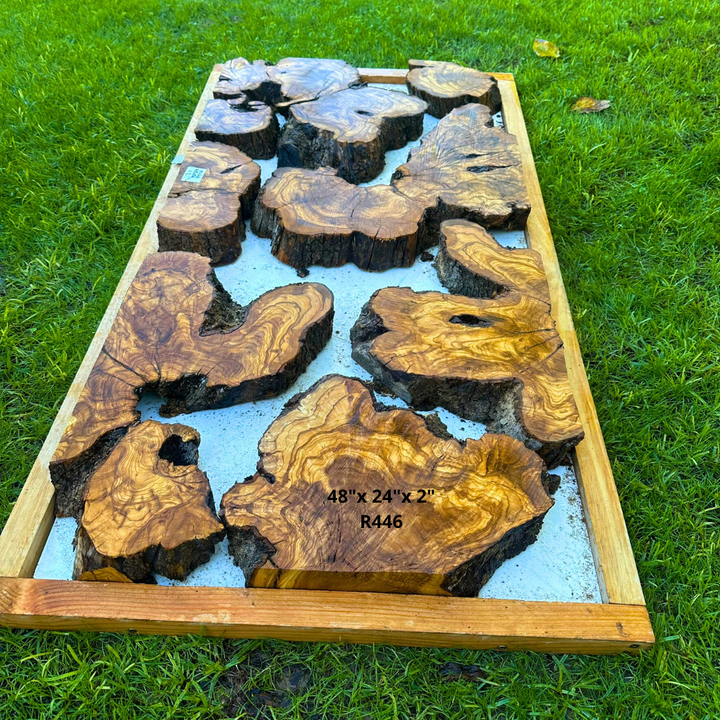 Olive Wood Burl Pieces for Resin Table 48"x 24"x 2" R446