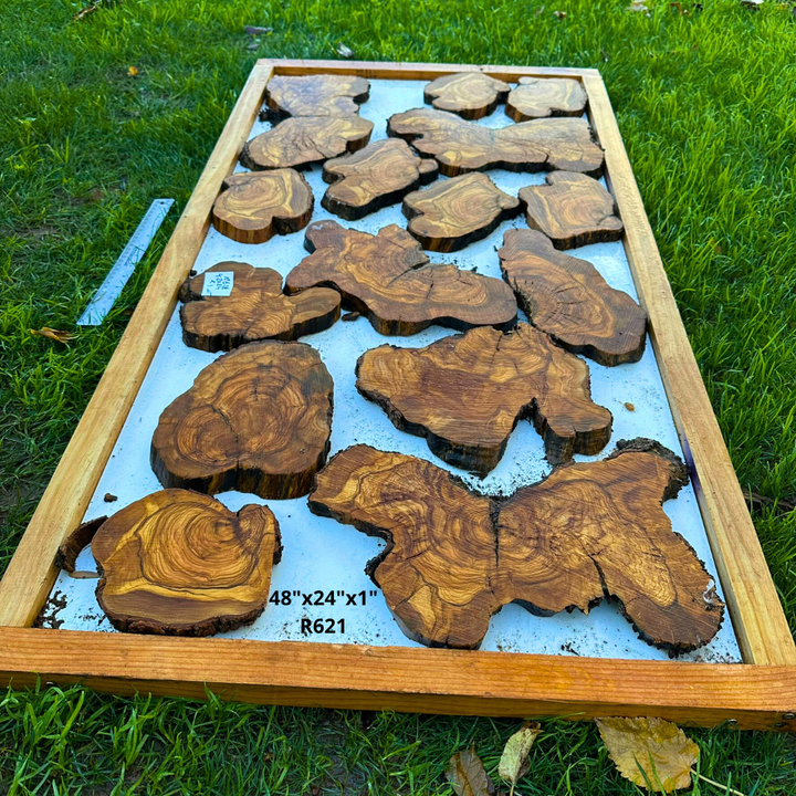 Olive Wood Live Edge Table Kit 48"x24"x1" R621