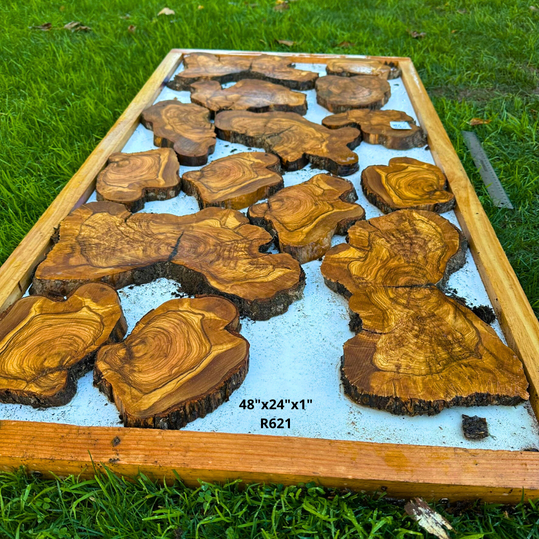 Olive Wood Live Edge Table Kit 48"x24"x1" R621