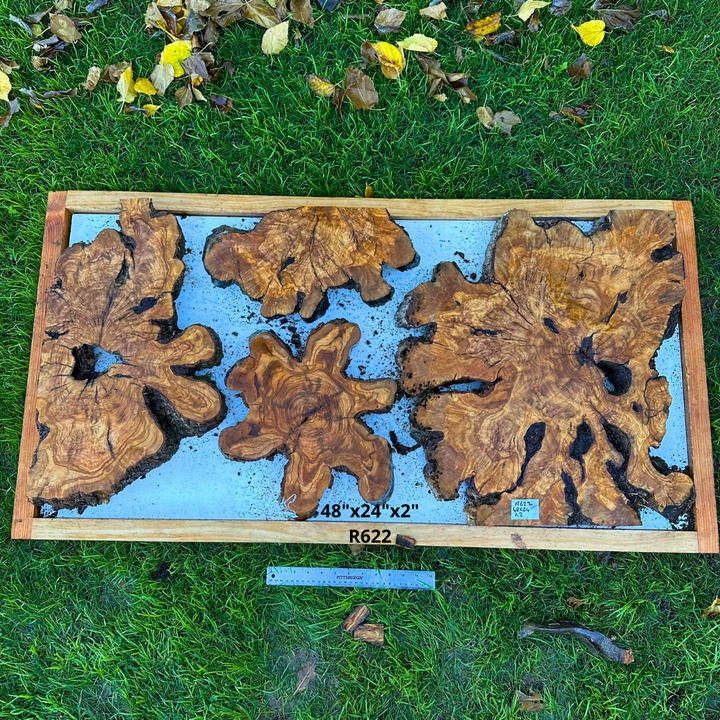 Olive Wood Live Edge Table Kit 48"x24"x2" R622