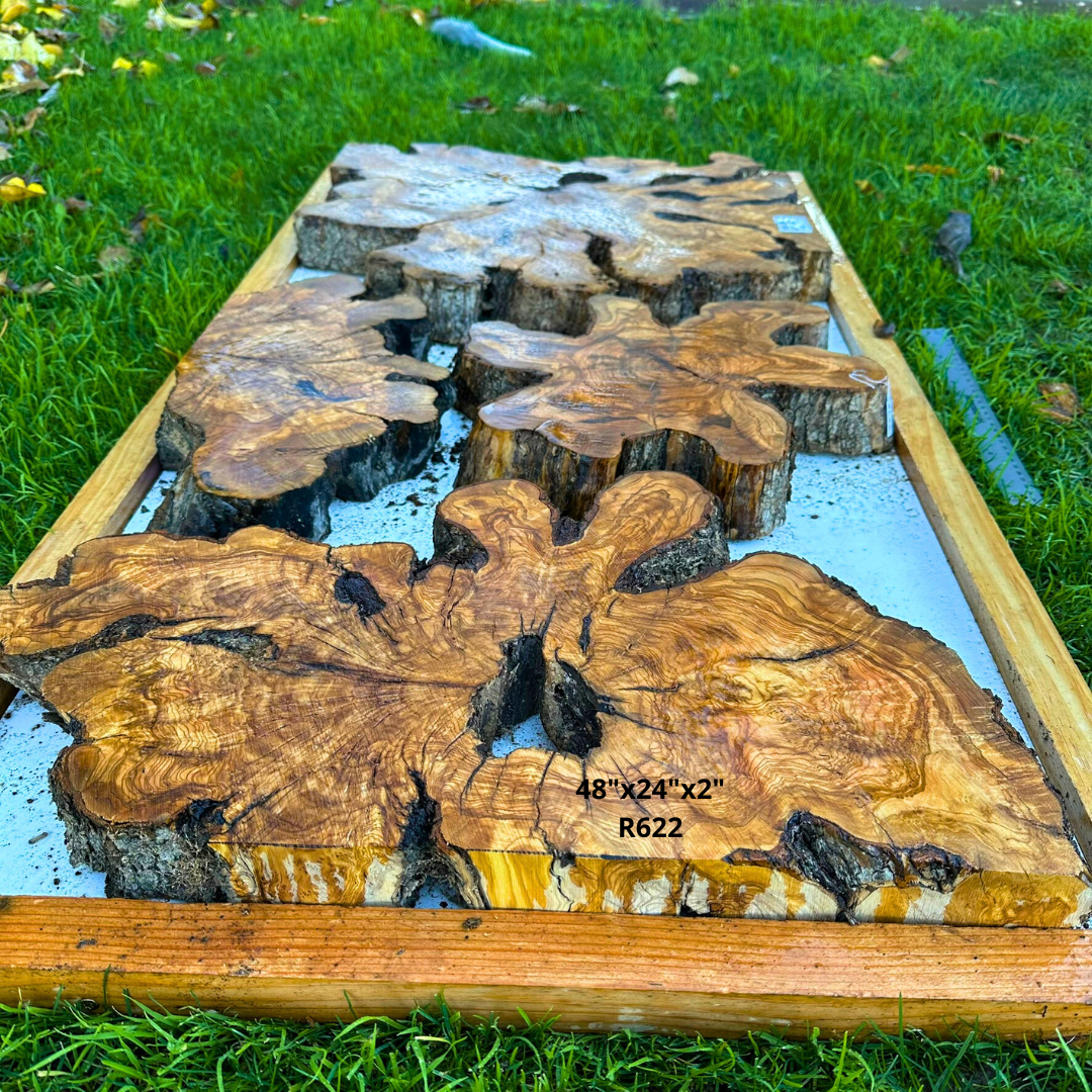 Olive Wood Live Edge Table Kit 48"x24"x2" R622