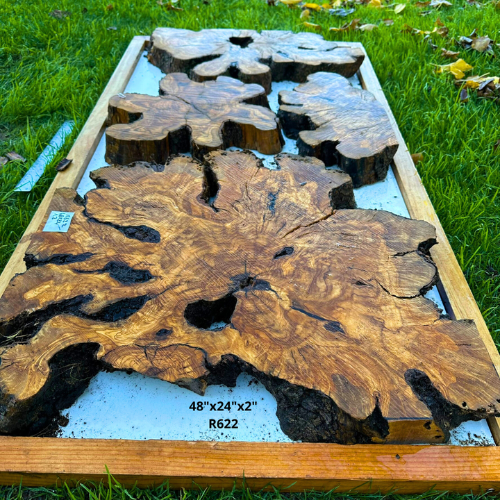 Olive Wood Live Edge Table Kit 48"x24"x2" R622