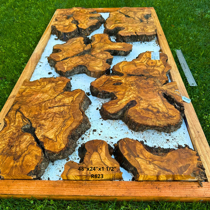Olive Wood Pieces for Live Edge Table 48"x24"x1 1/2" R623
