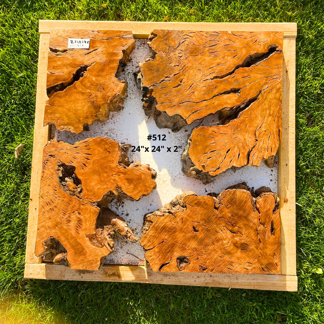 Olive Wood Pre-Cut Pieces for Resin Live Edge Table 24”x24”