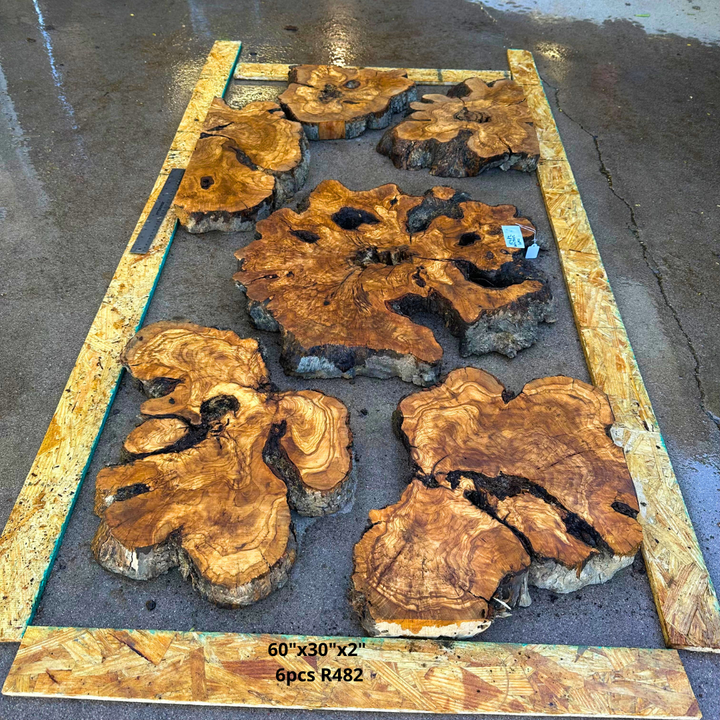 Olive Wood for Dining Table 60"x30"x2"  6pcs R482