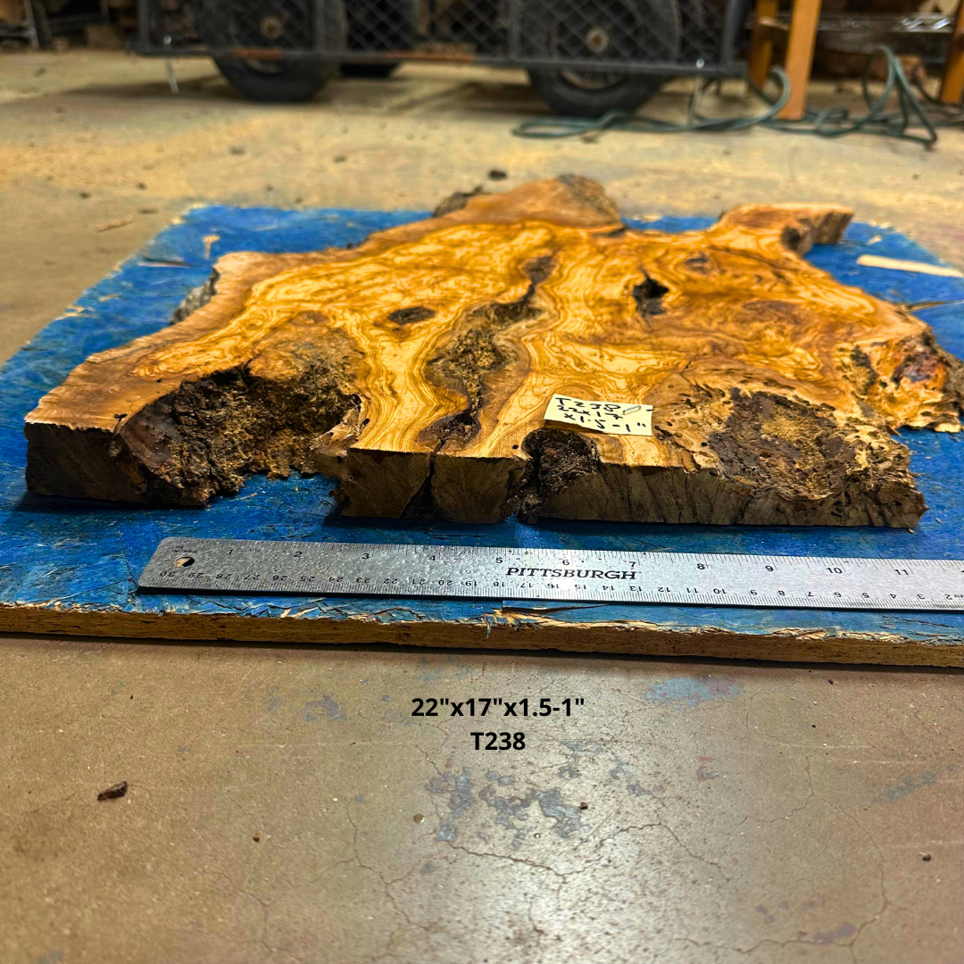 Live Edge Olive Slab 22"x17"x1.5-1" T249
