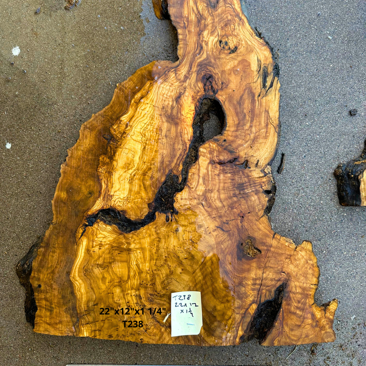 Live Edge Olive Wood Slab 22"x12"x1 1/4" T238