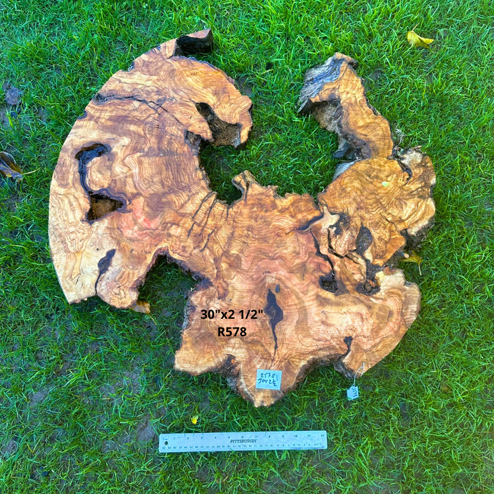 Large Olive Wood Table Top 30"x2 1/2" R578