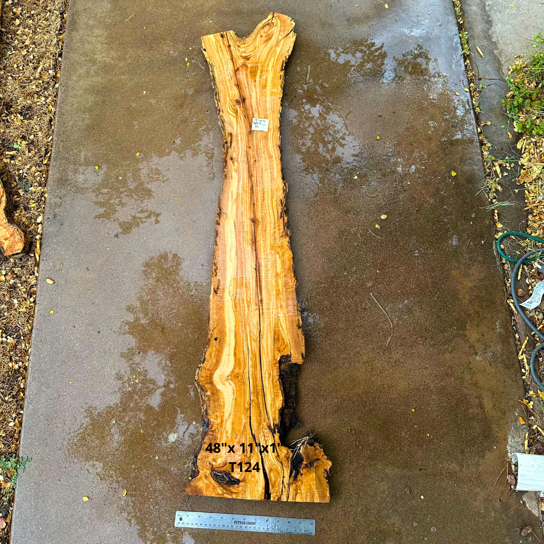 Live Edge Olive Slab 48"x 11"x1" T124