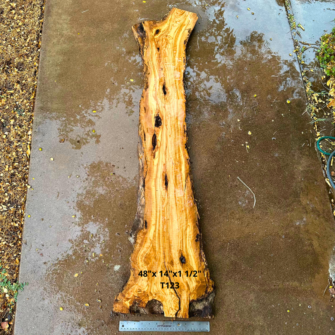 Live Edge Olive Slab 48"x 14"x1 1/2" T123