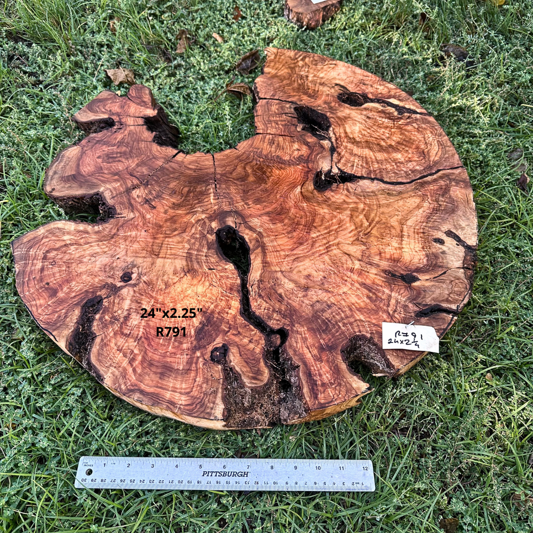 24" Pre Cut Round Olive Wood Slice 24"x2.25" R791