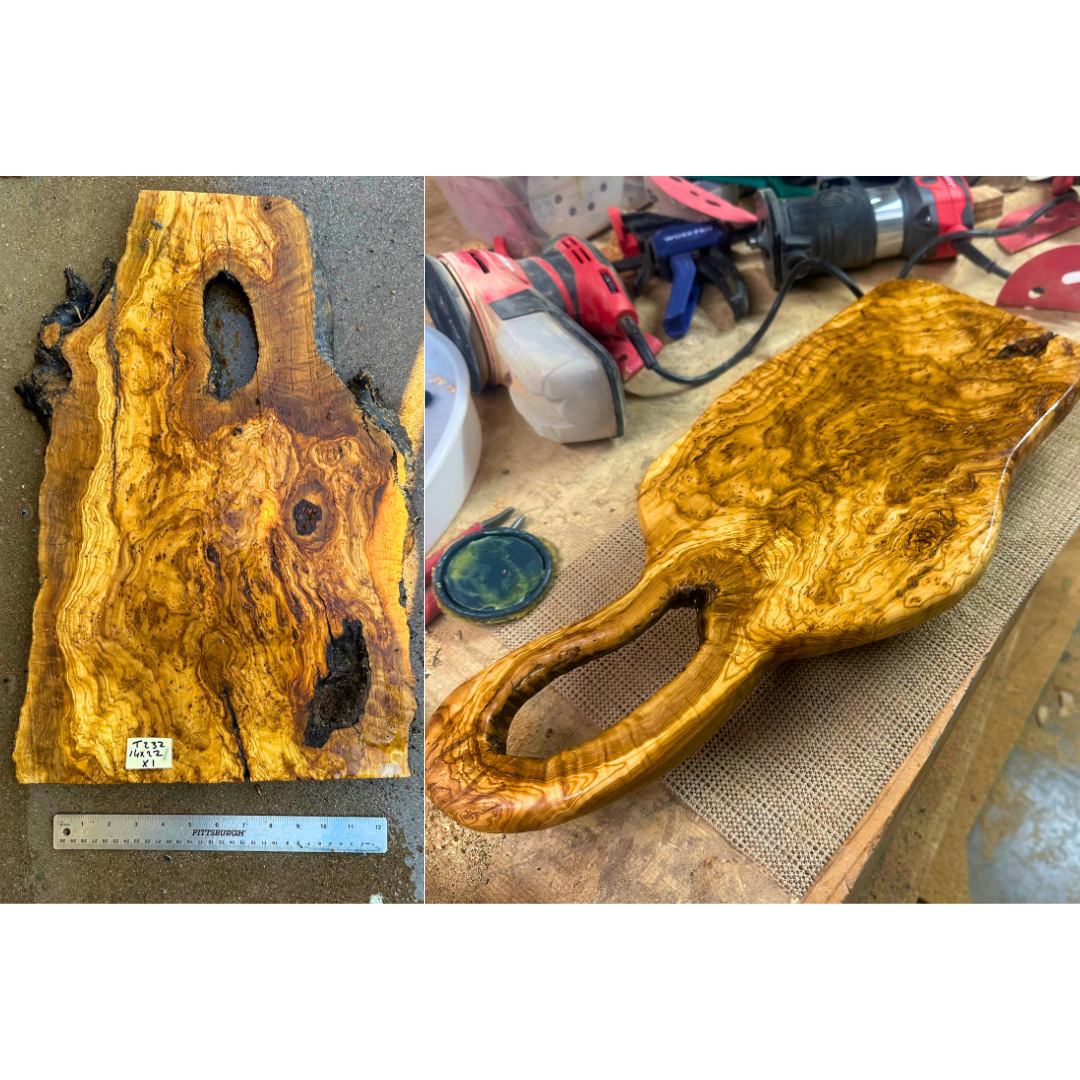 Live Edge Olive Wood Slab 22"x12"x1 1/4" T238