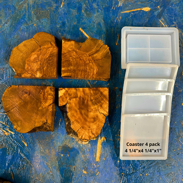 Set of Olive Wood Coasters (4pk plus Molds)