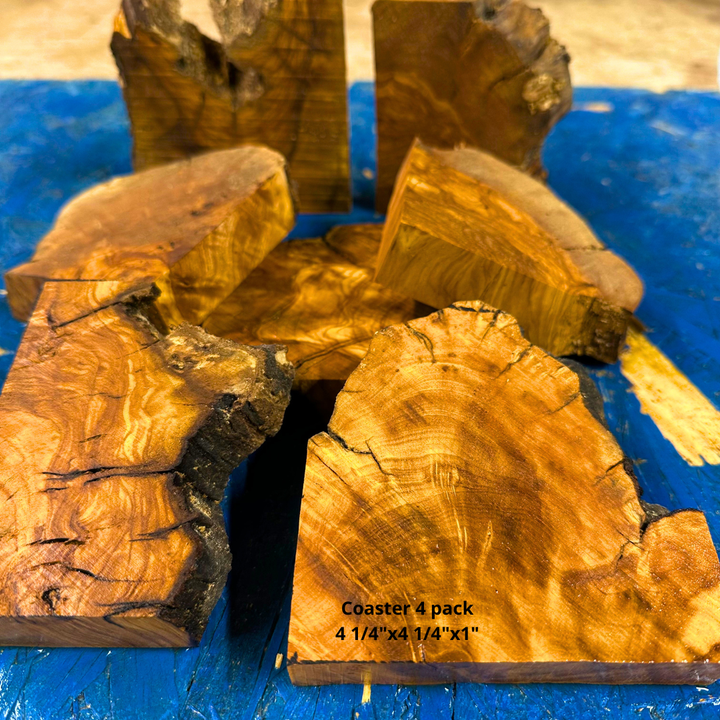 Set of Olive Wood Coasters (4pk plus Molds)