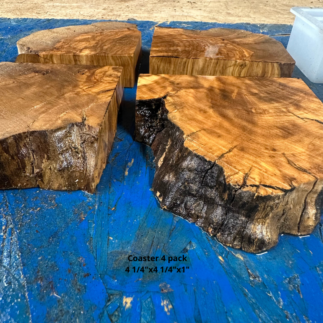 Set of Olive Wood Coasters (4pk plus Molds)