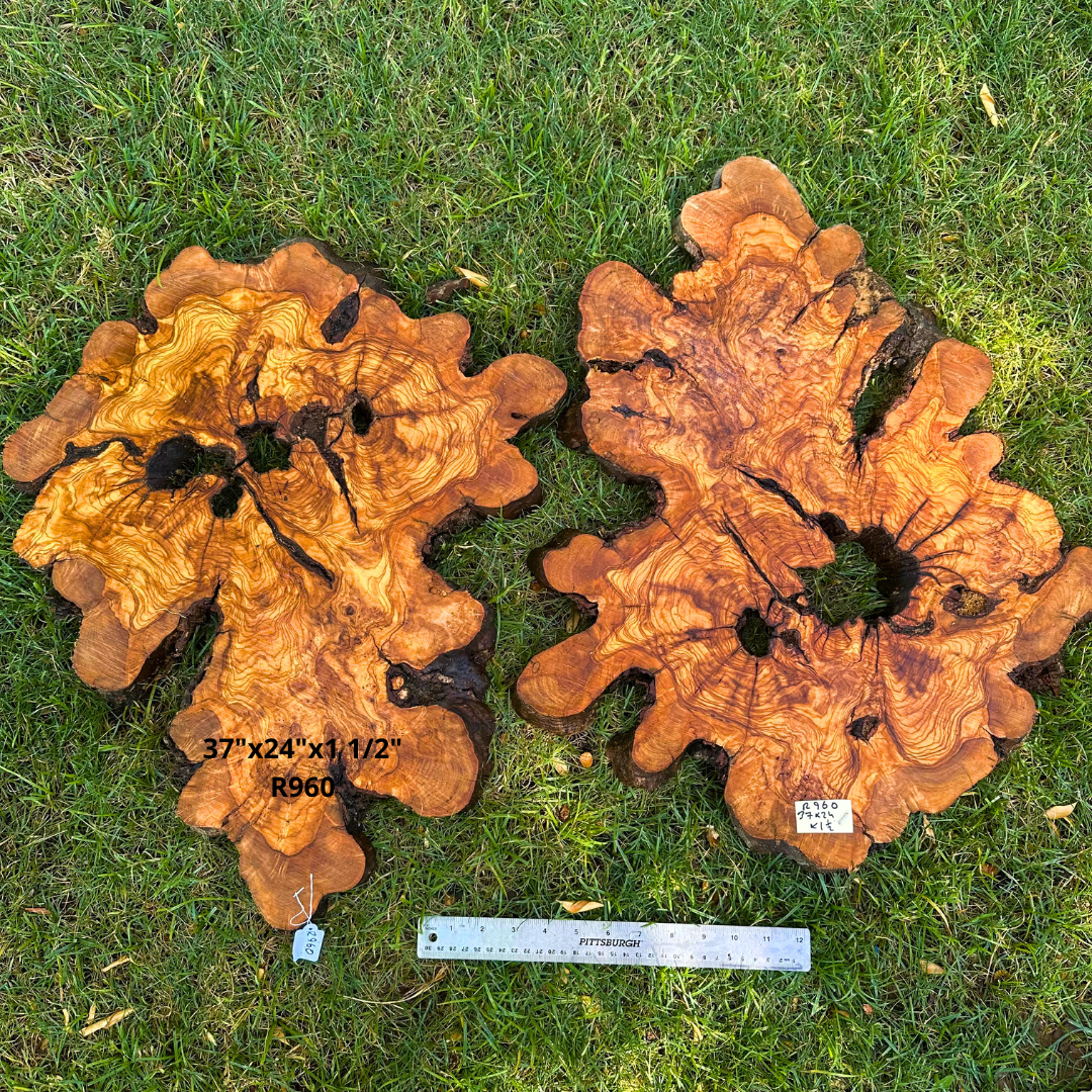 2 Olive Wood Cookies 37"x24"x1 1/2" R960