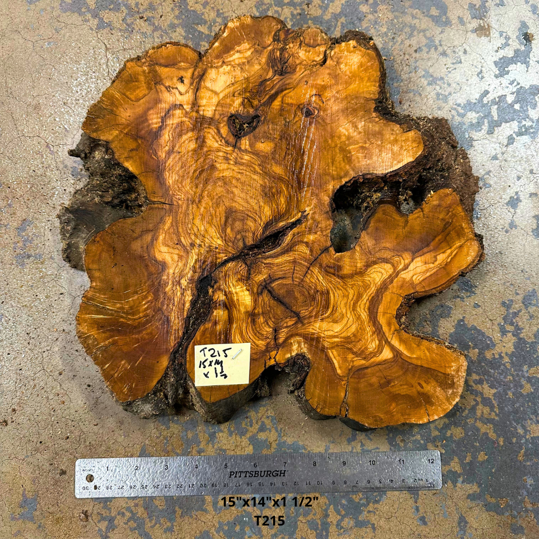 Live Edge Olive Wood Cookie 15"x14"x1 1/2" T215